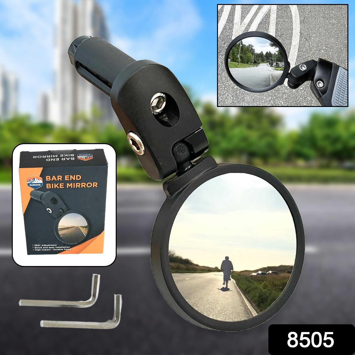Bar End Bike Mirror Safe Rearview Mirror 360 Rotatable Foldable Safety Bicycle Rear View Mirror Mirror Durable Bike Mirror (1 Pc)