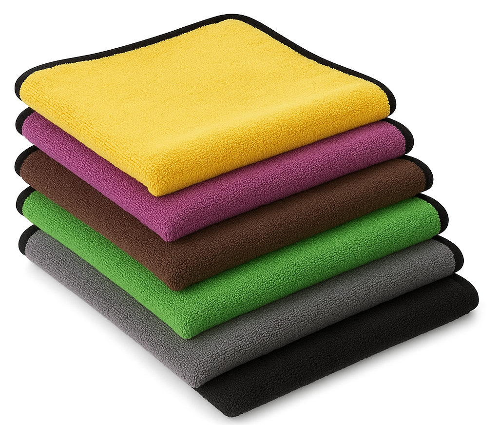 Microfiber Cloth for Car Cleaning (400 GSM, Pack of 5, Size: 30 x 40 cm) Double Sided, High Density, Extra Thick Plush Towel for Car Detailing, Cleaning, Washing and Polishing, Color: Multi-colour