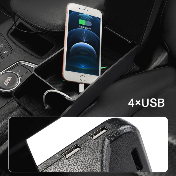 Car Standard Wireless Charger PU Leather Wrapped Armrest Box Cushion with Storage Box
