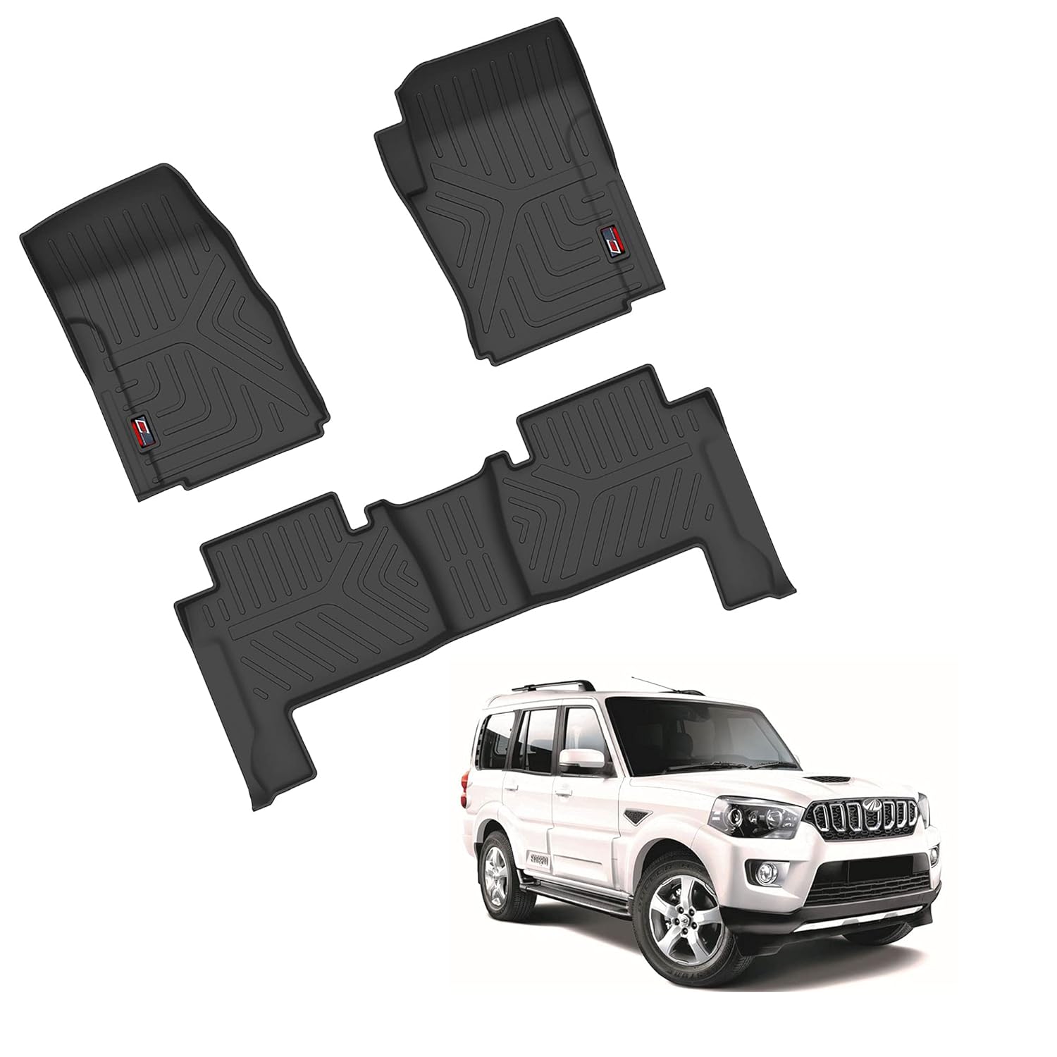 GFX TPV Premium 3D Life Long Car Floor Mats Compatible with Mahindra Scorpio 2014 Onward/Mahindra Scorpio Classic 2022 Onward (Automatic/Manual)