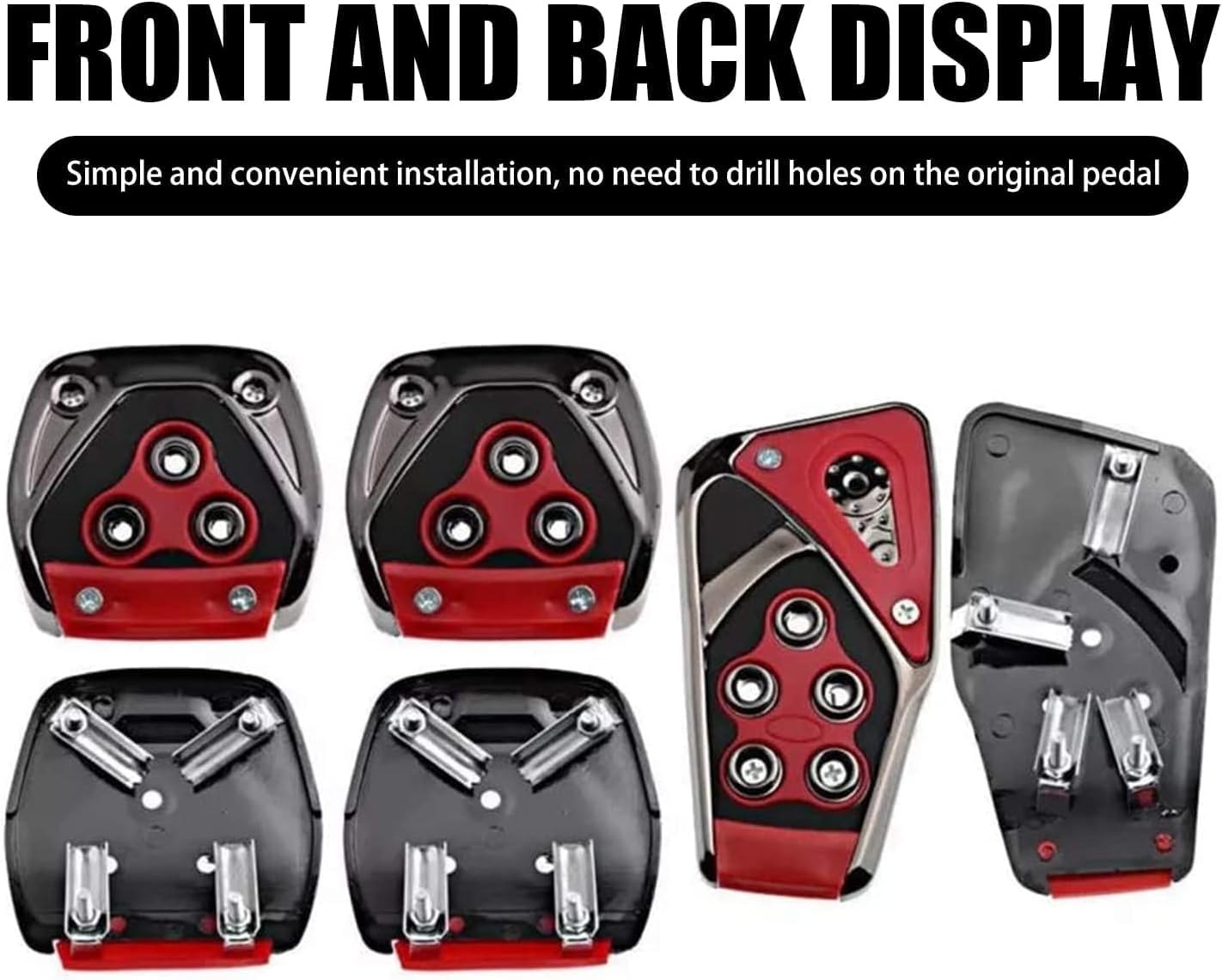 Universal Accelerate Clutch Brake Pedals Set, Nonslip Car Pedal Pads, Sport Racing Accelerator Car Pedals Covers, Set of 3