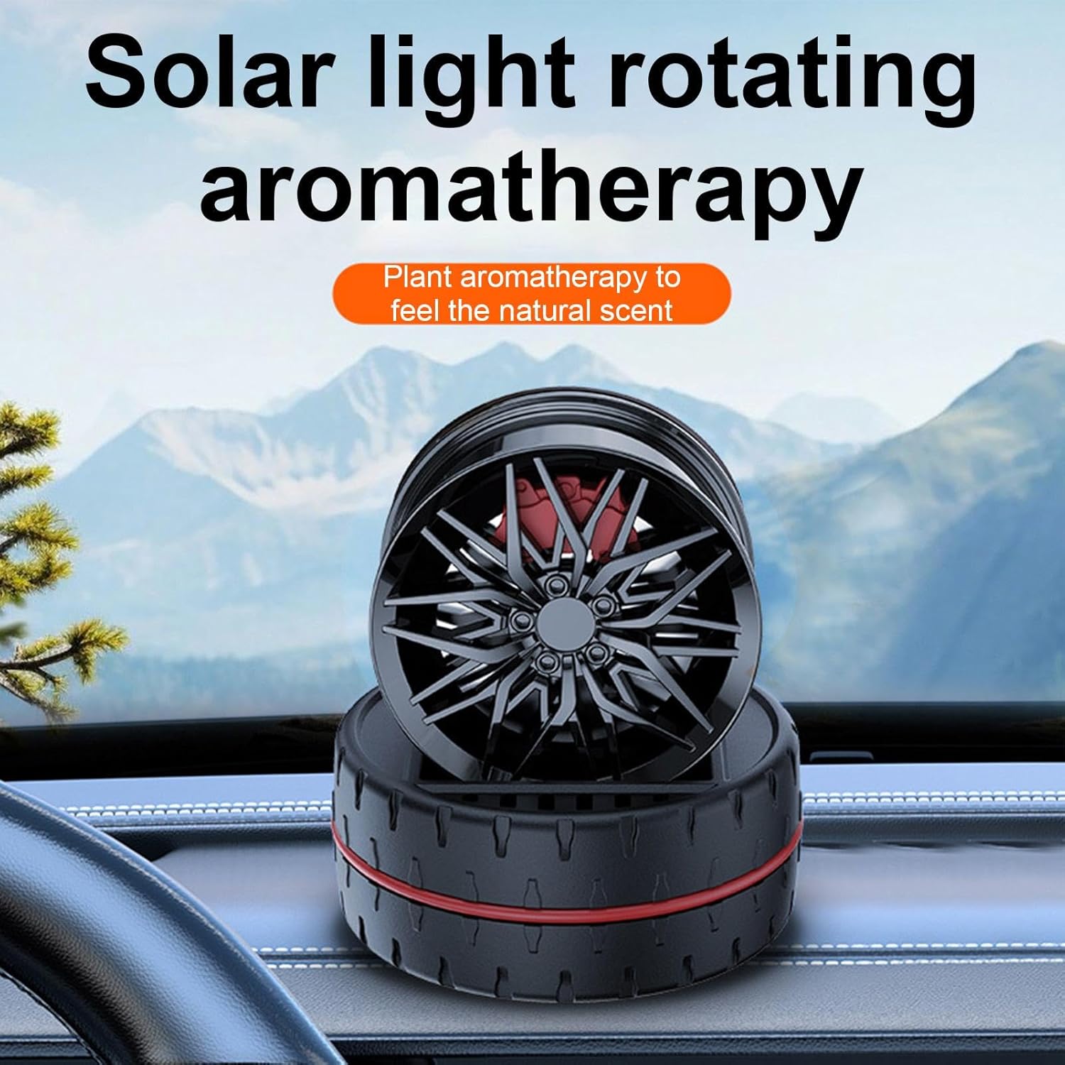Car Solar Air Freshener Rotating - Wheel Perfume For Vehicle - Decorative Wheel Car Air Freshener, Solar-powered Wheel Car Air Freshener Perfume