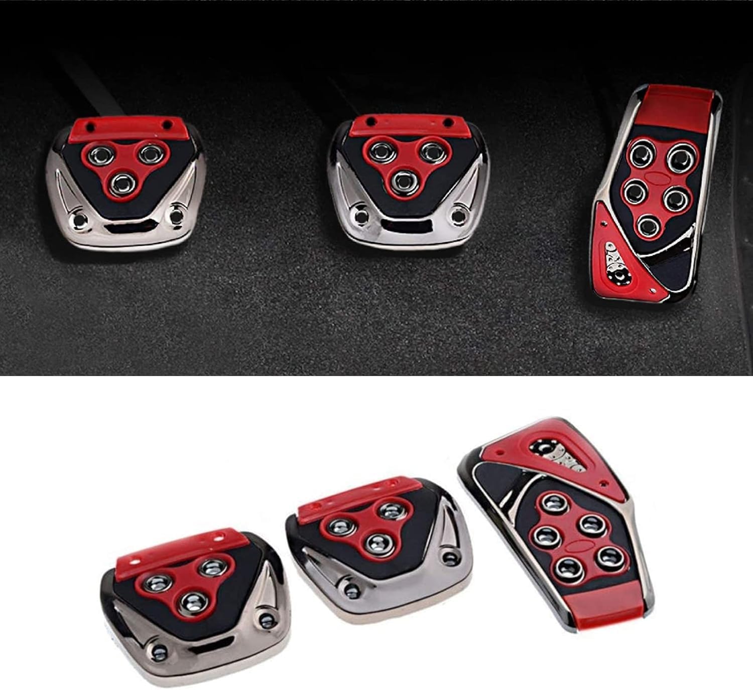 Universal Accelerate Clutch Brake Pedals Set, Nonslip Car Pedal Pads, Sport Racing Accelerator Car Pedals Covers, Set of 3